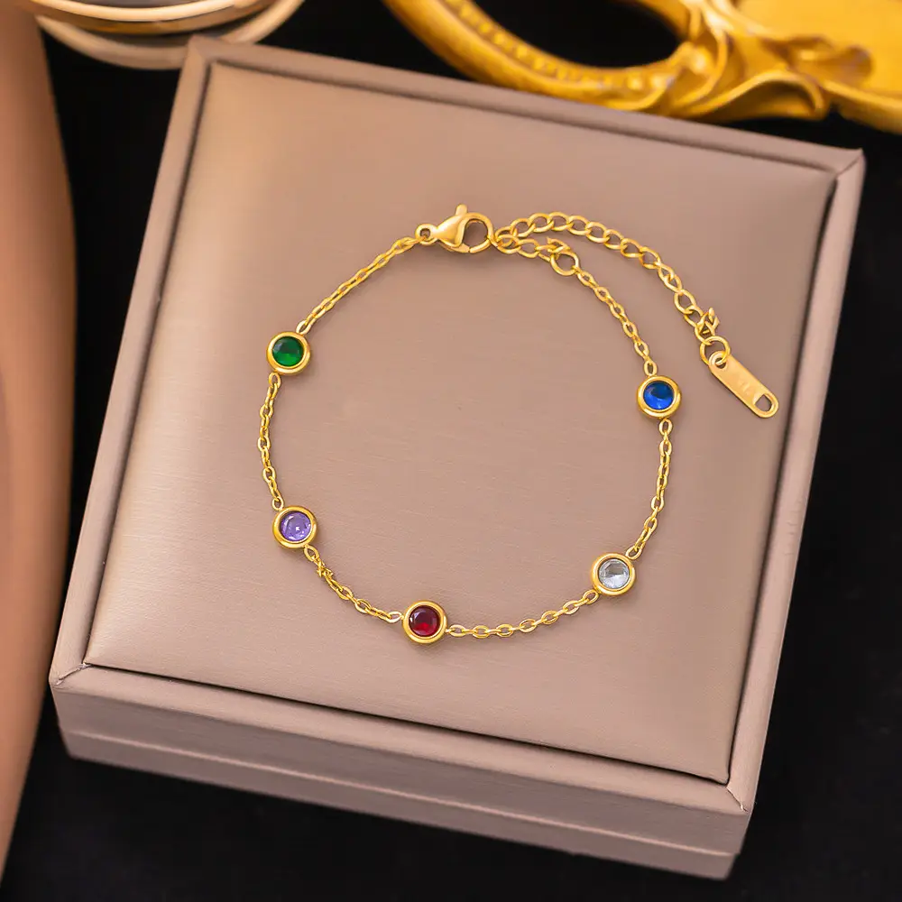 Golden Colorful Titanium Steel Bracelet for Women