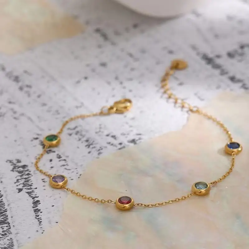 Golden Colorful Titanium Steel Bracelet for Women