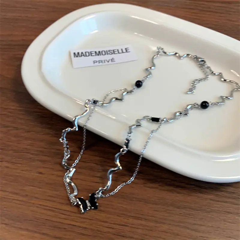Wavy Butterfly Double Layer Necklace for Women