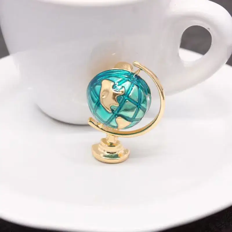 Korean-style Cute Globe Brooch with Gold Finish - Image 6