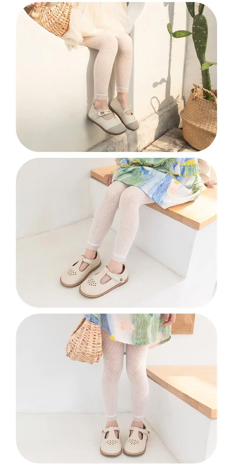 Girls' Pink & White Mesh Leggings Socks — feature 10