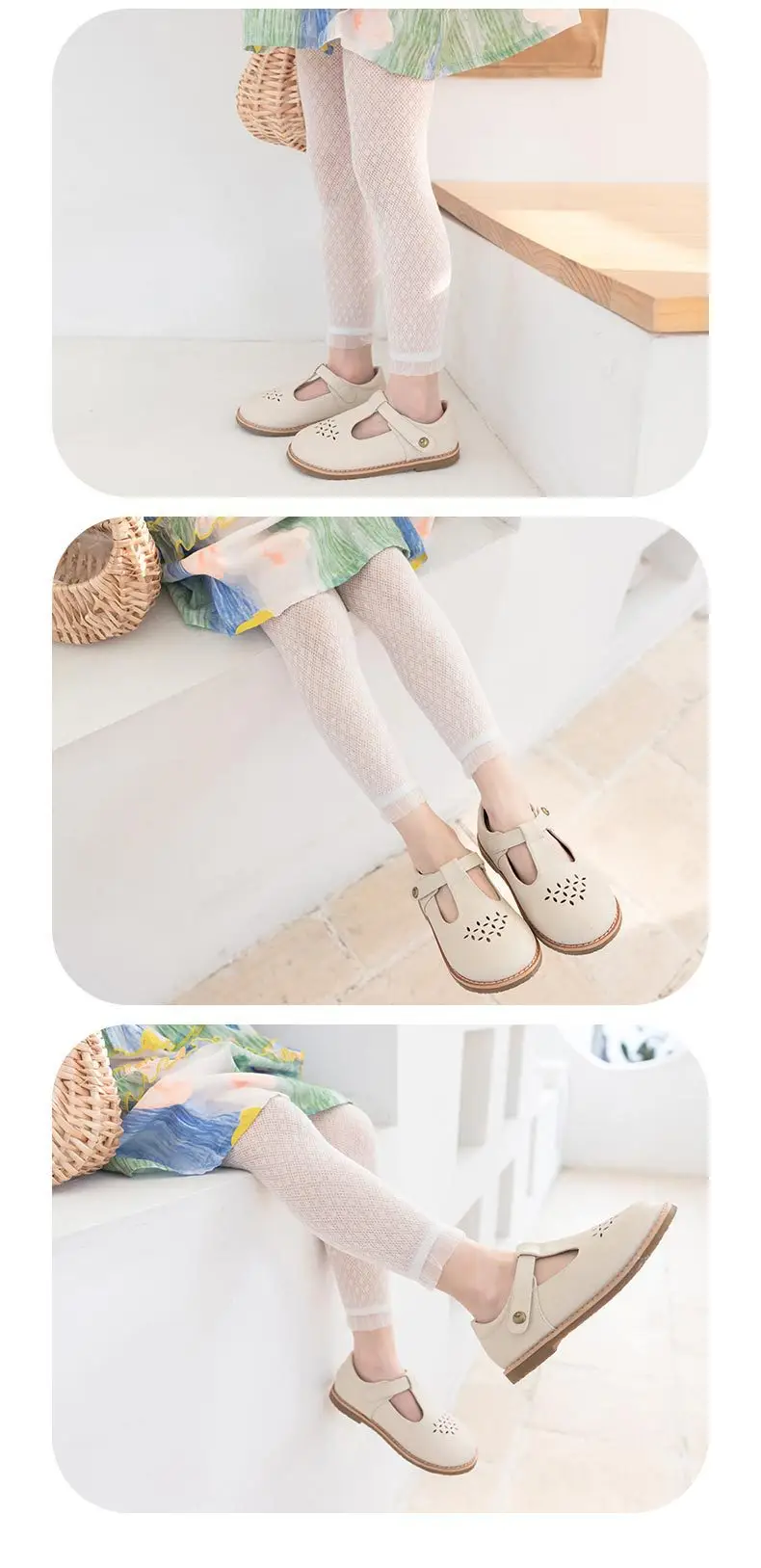 Girls' Pink & White Mesh Leggings Socks — feature 11
