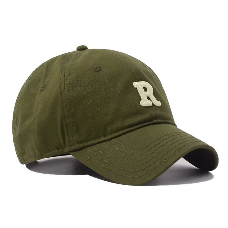 R Logo Baseball Cap Green Cotton UV Sunshade - Image 9