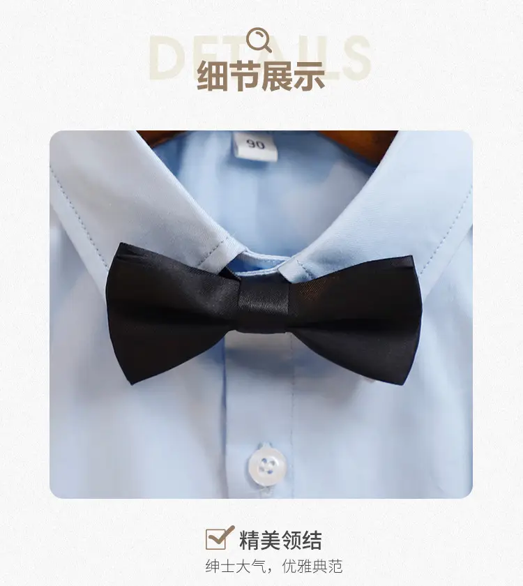 Korean Boys' Suit White Shirt Black Shorts Bow Tie Strap Shorts — feature 8