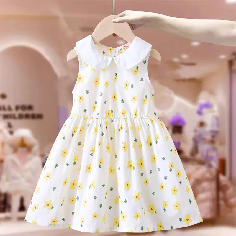 Girls Floral Vest Dress Summer 2025 White - Image 4