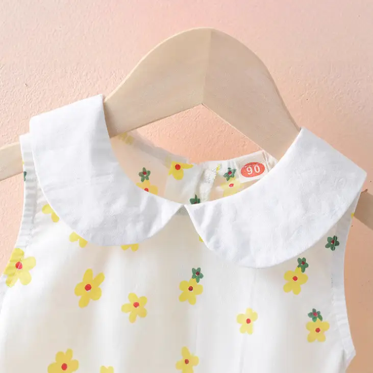 Girls Floral Vest Dress Summer 2025 White - Image 5