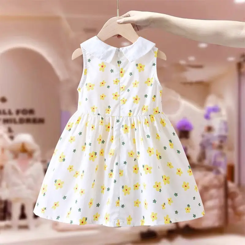 Girls Floral Vest Dress Summer 2025 White - Image 6