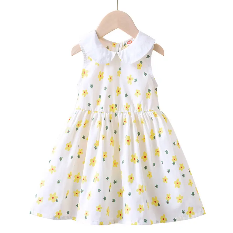 Girls Floral Vest Dress Summer 2025 White - Image 7