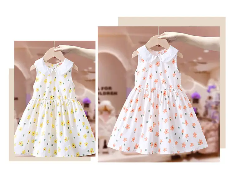 Girls Floral Vest Dress Summer 2025 White — feature 3