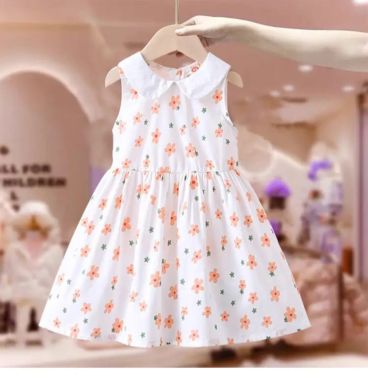 Girls Floral Vest Dress Summer 2025 White — feature 5