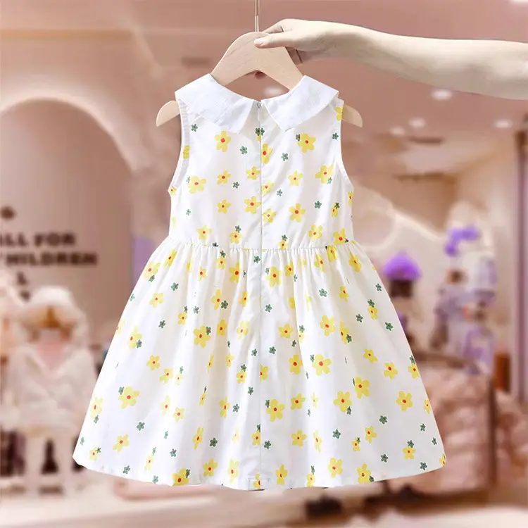 Girls Floral Vest Dress Summer 2025 White — feature 7