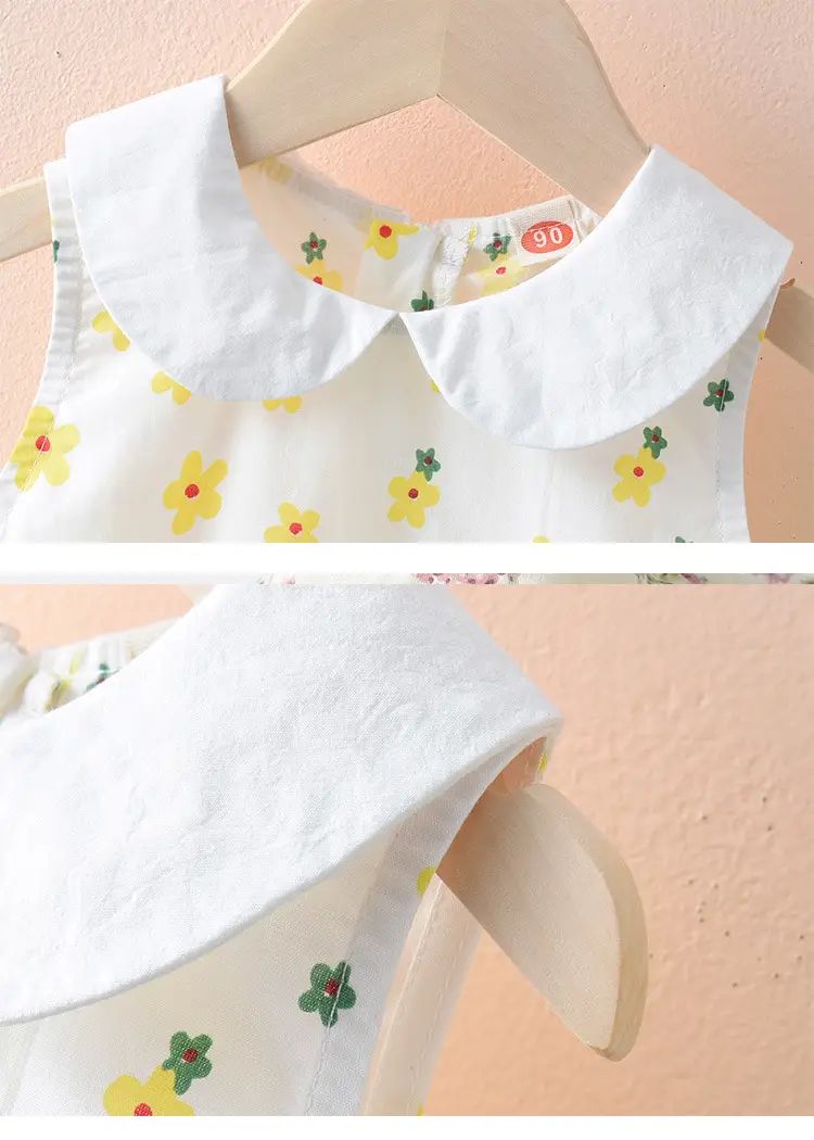Girls Floral Vest Dress Summer 2025 White — feature 8