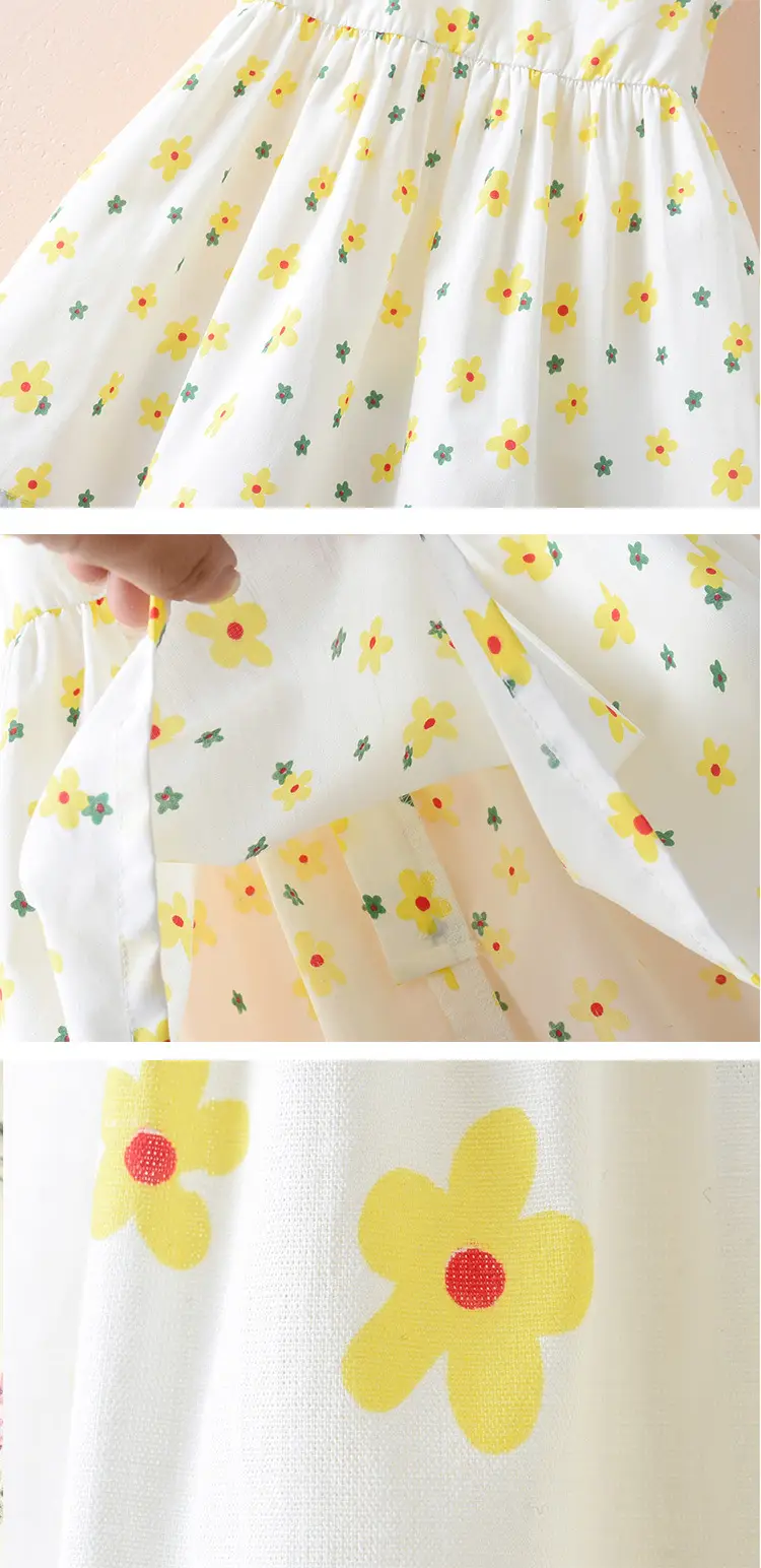 Girls Floral Vest Dress Summer 2025 White — feature 9