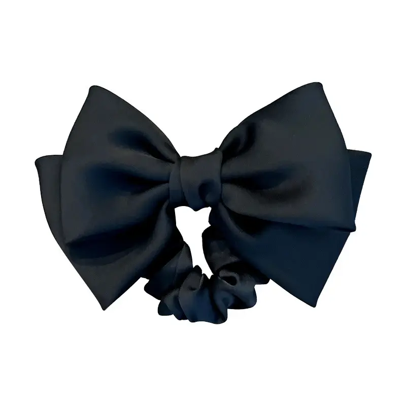 Black Satin Bow Hair Rope for Women