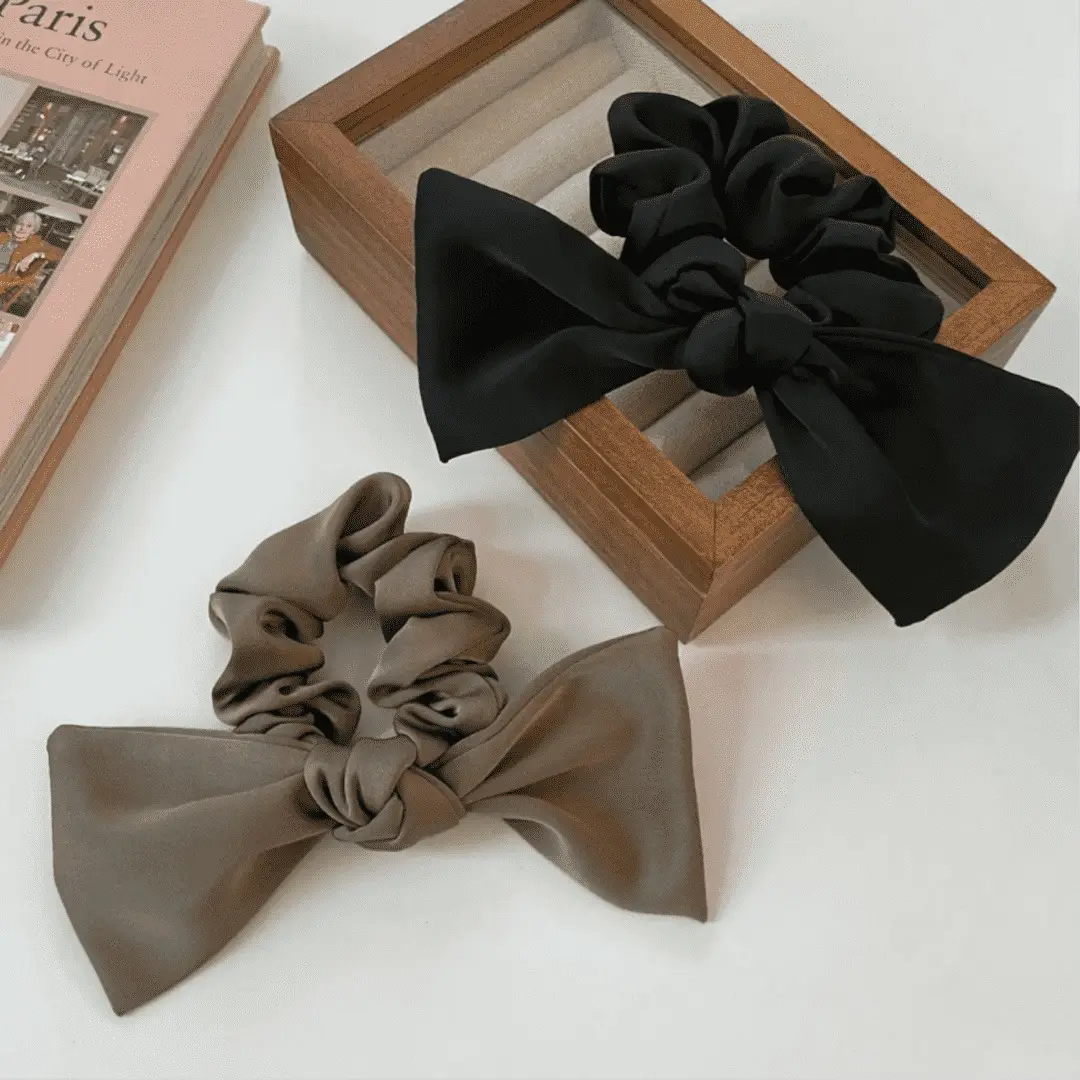 Black Satin Bow Hair Rope for Women — feature 10