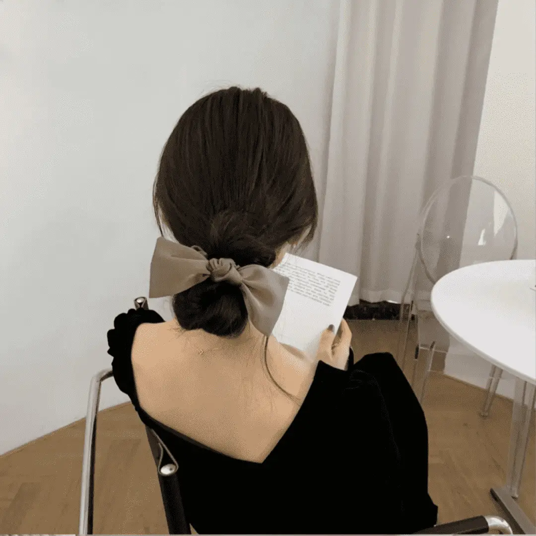 Black Satin Bow Hair Rope for Women — feature 12