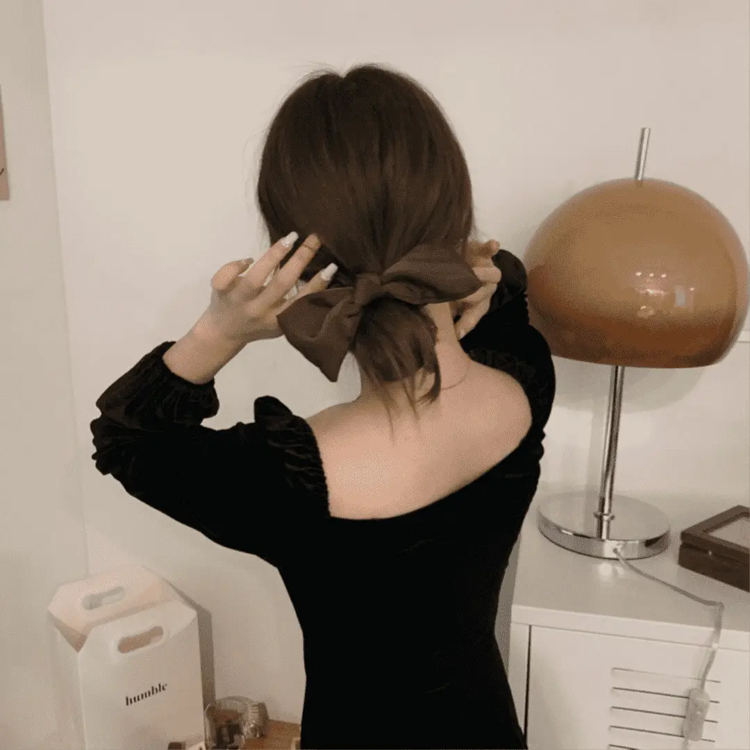 Black Satin Bow Hair Rope for Women — feature 13