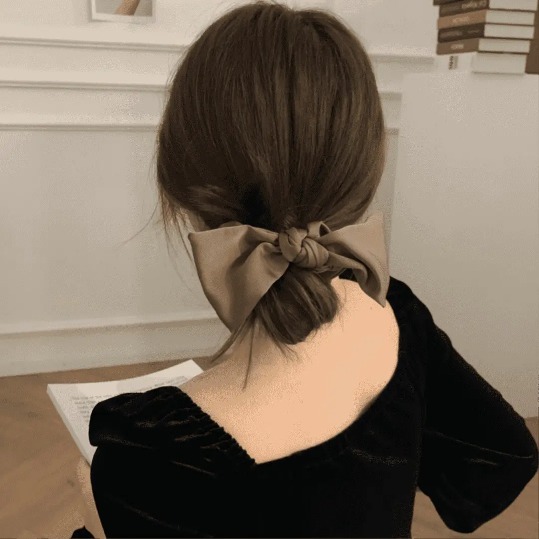 Black Satin Bow Hair Rope for Women — feature 14
