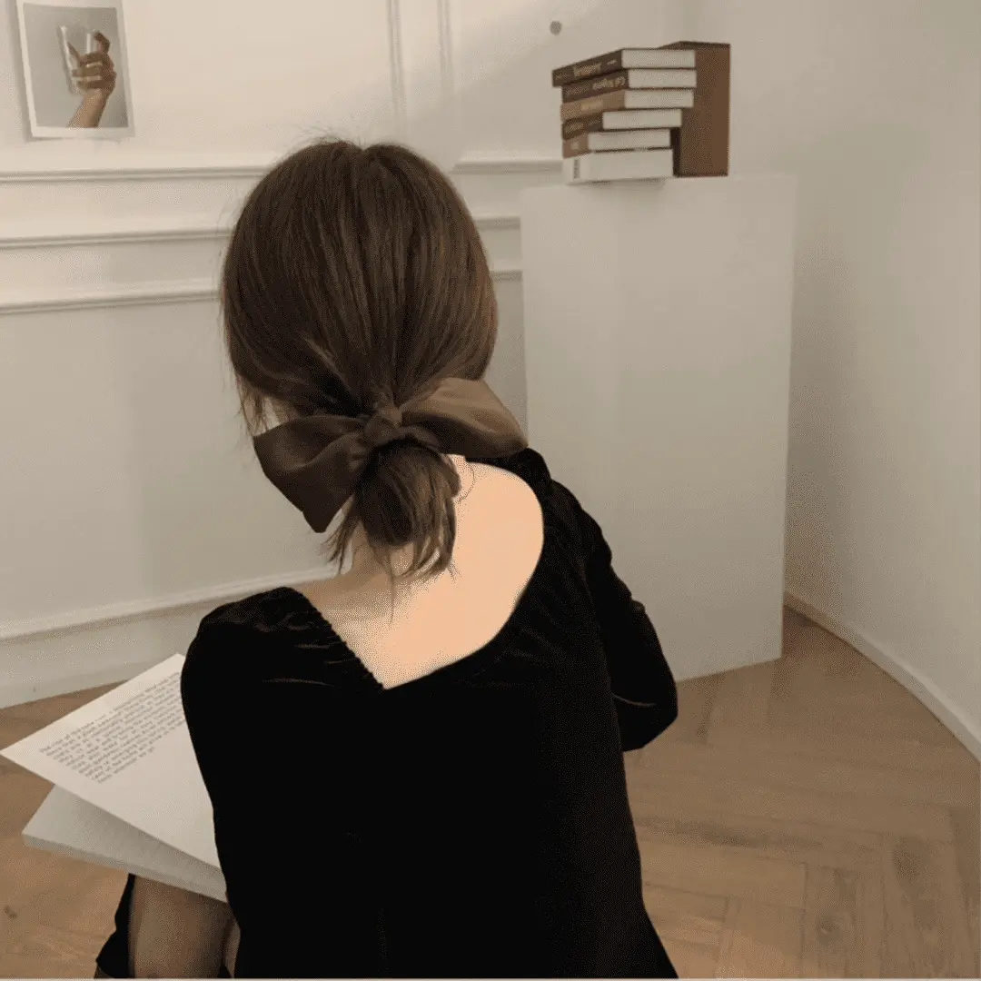 Black Satin Bow Hair Rope for Women — feature 15