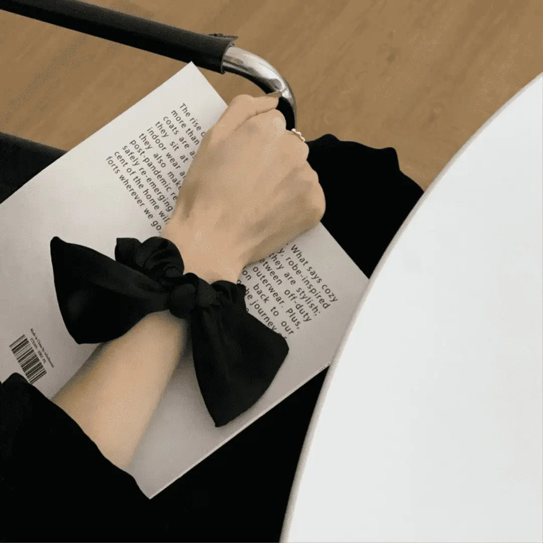 Black Satin Bow Hair Rope for Women — feature 17