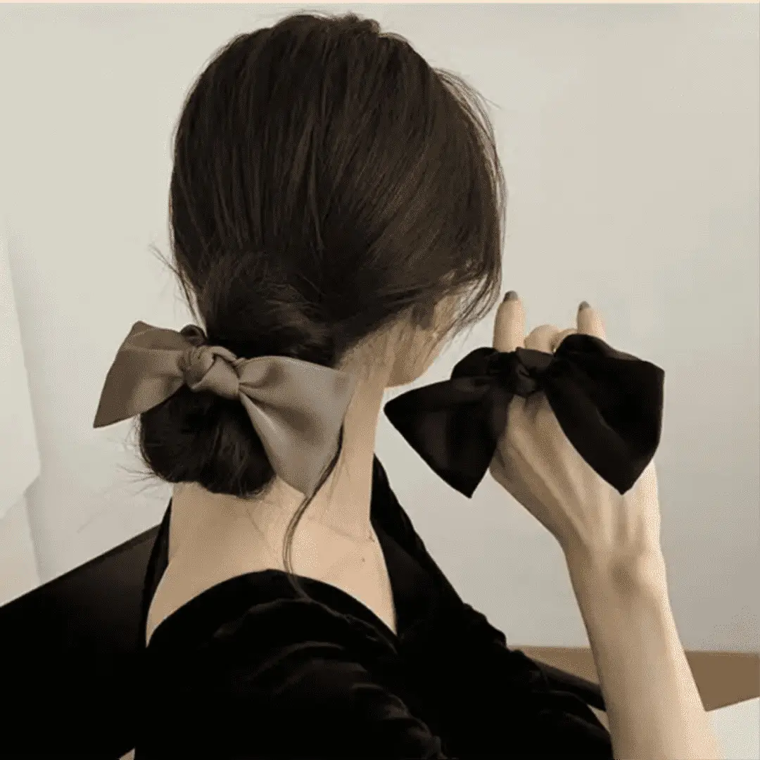 Black Satin Bow Hair Rope for Women — feature 19