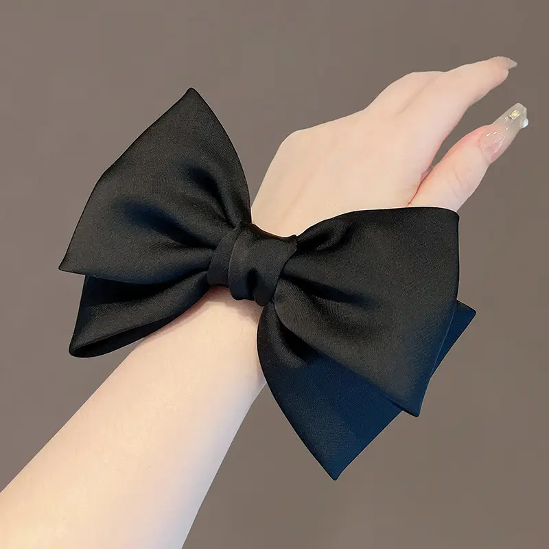 Black Satin Bow Hair Rope for Women — feature 3