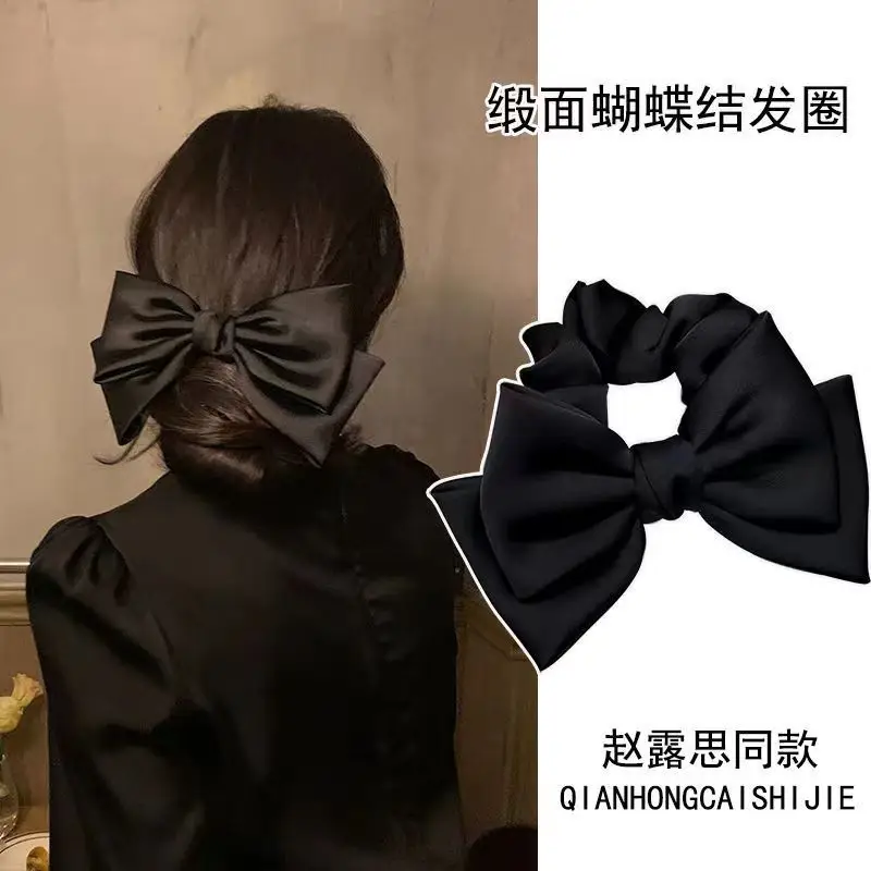 Black Satin Bow Hair Rope for Women — feature 6