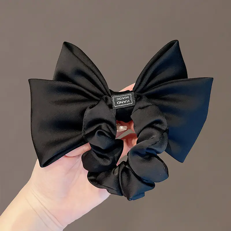 Black Satin Bow Hair Rope for Women — feature 8