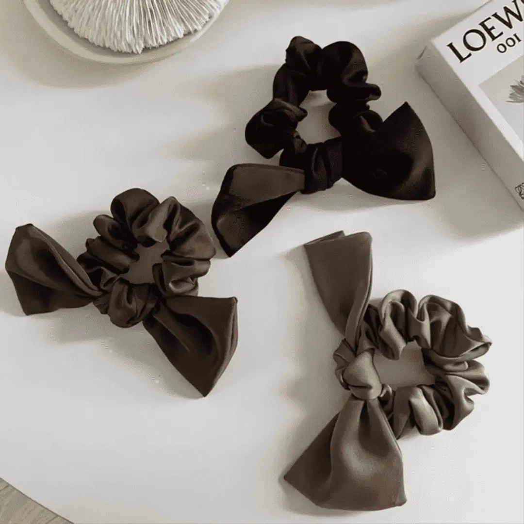 Black Satin Bow Hair Rope for Women — feature 9