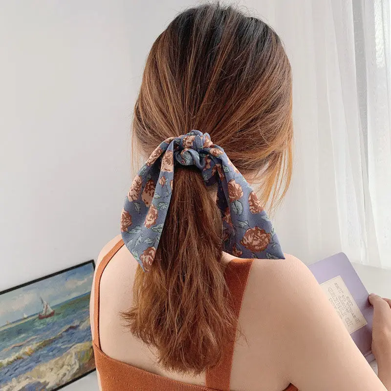 Black Satin Bow Hair Rope for Women