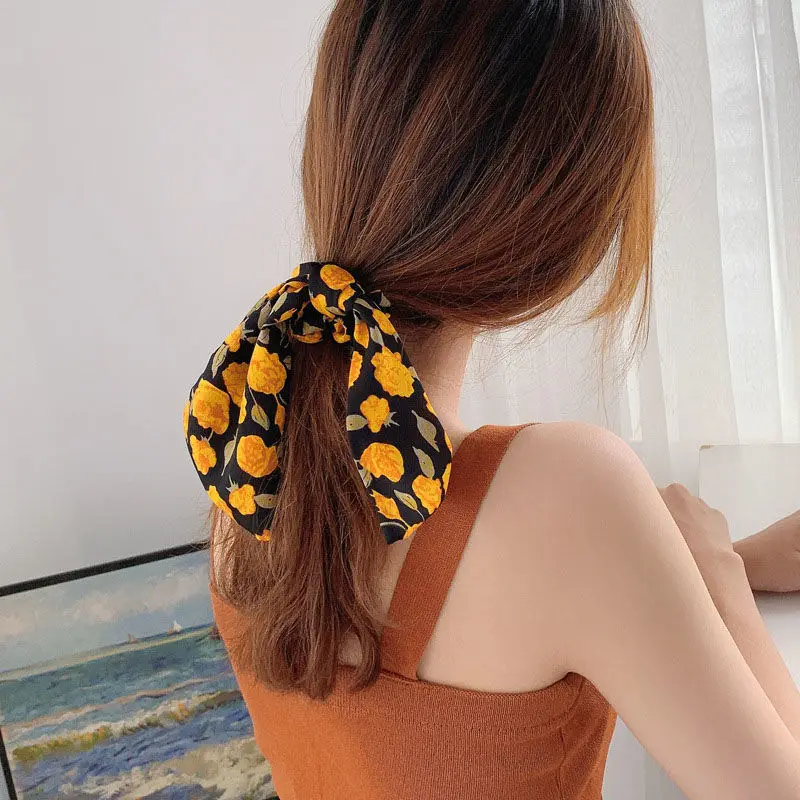 Black Satin Bow Hair Rope for Women