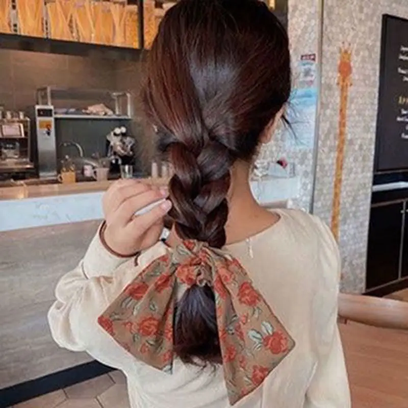 Black Satin Bow Hair Rope for Women