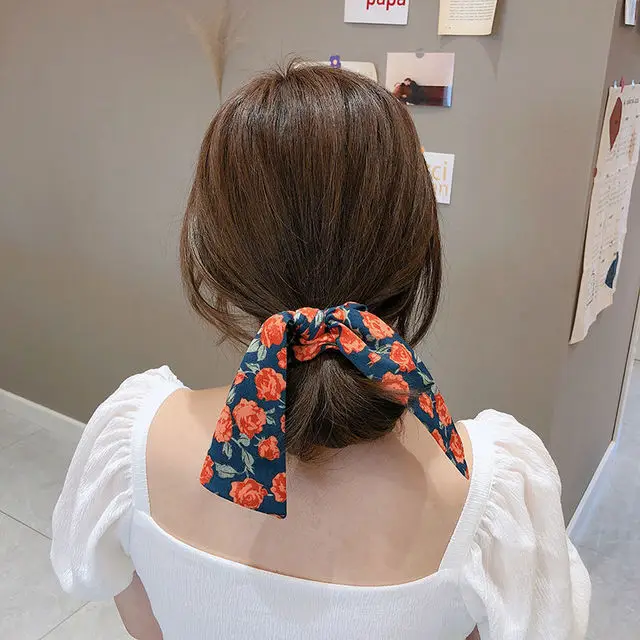 Black Satin Bow Hair Rope for Women