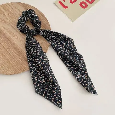 Black Satin Bow Hair Rope for Women