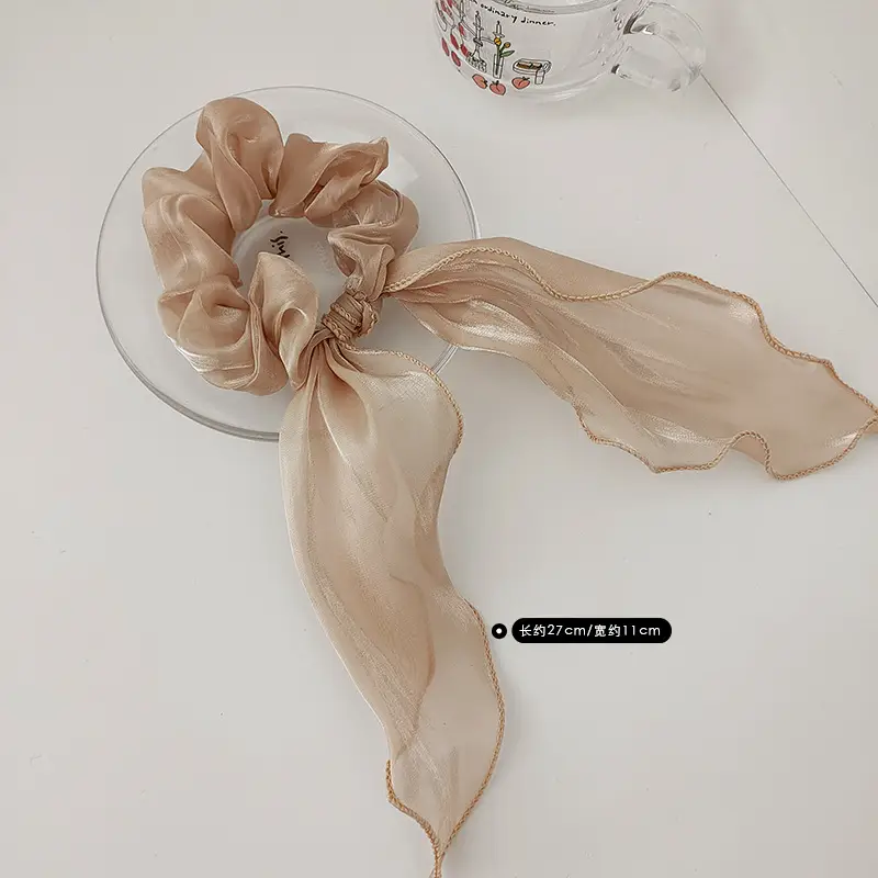 Black Satin Bow Hair Rope for Women