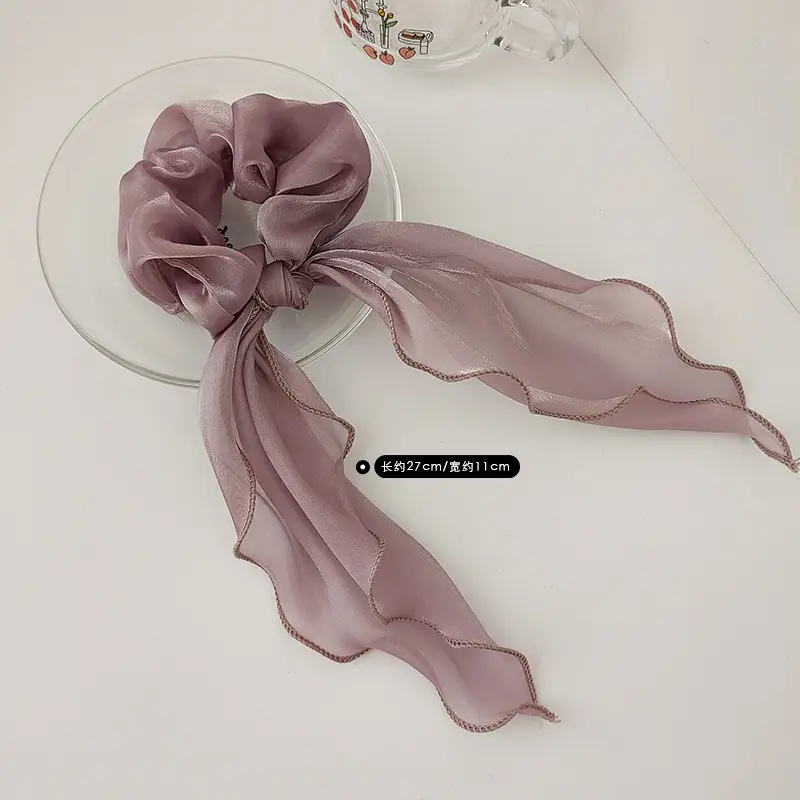Black Satin Bow Hair Rope for Women