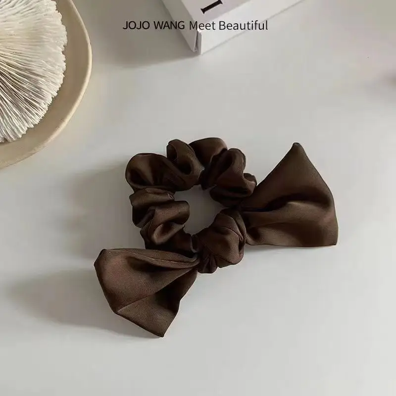 Black Satin Bow Hair Rope for Women