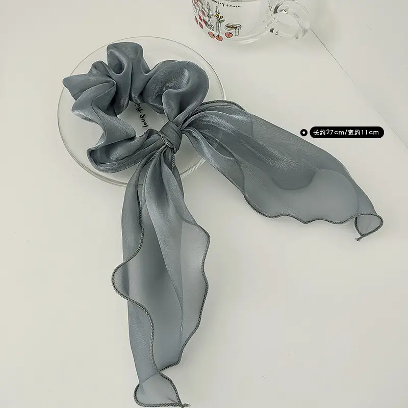 Black Satin Bow Hair Rope for Women