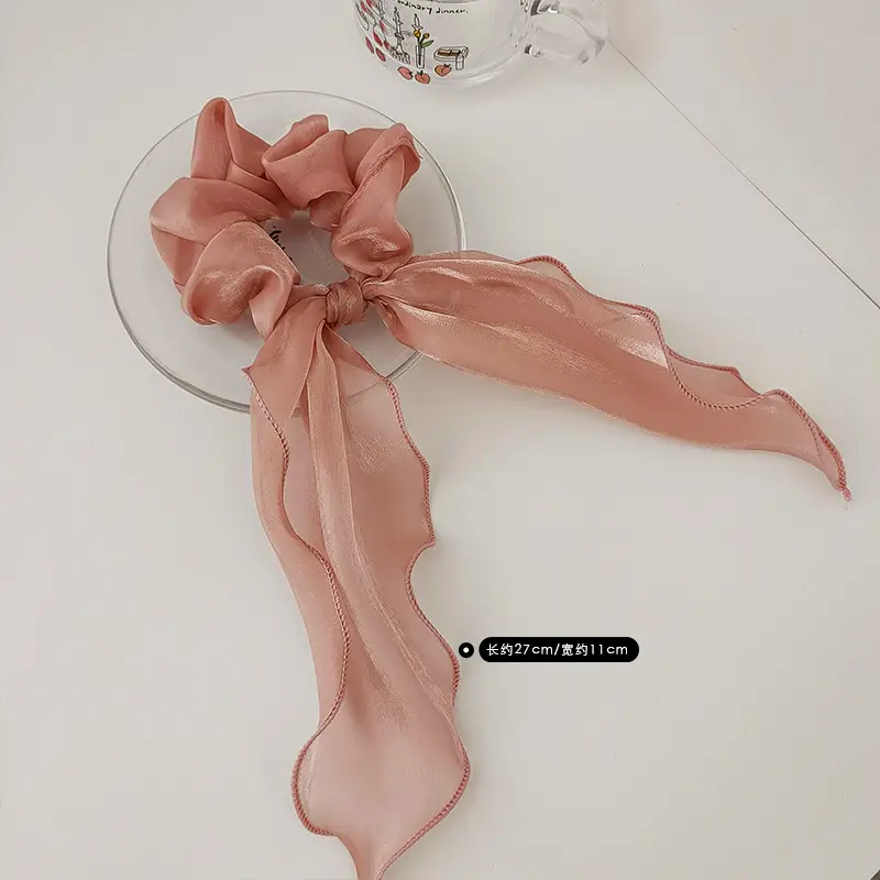Black Satin Bow Hair Rope for Women