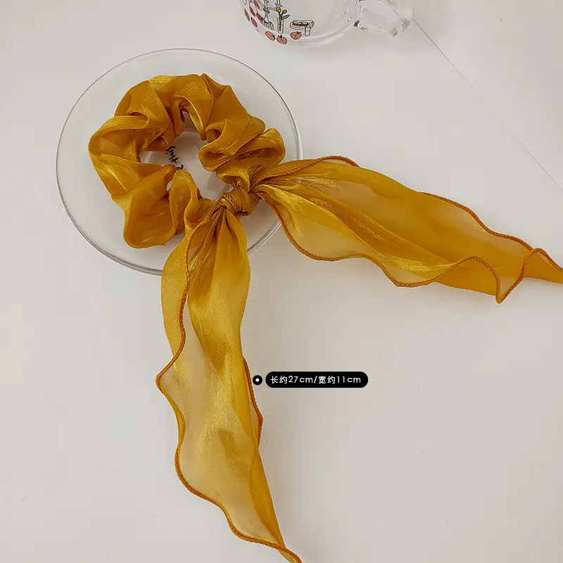 Black Satin Bow Hair Rope for Women