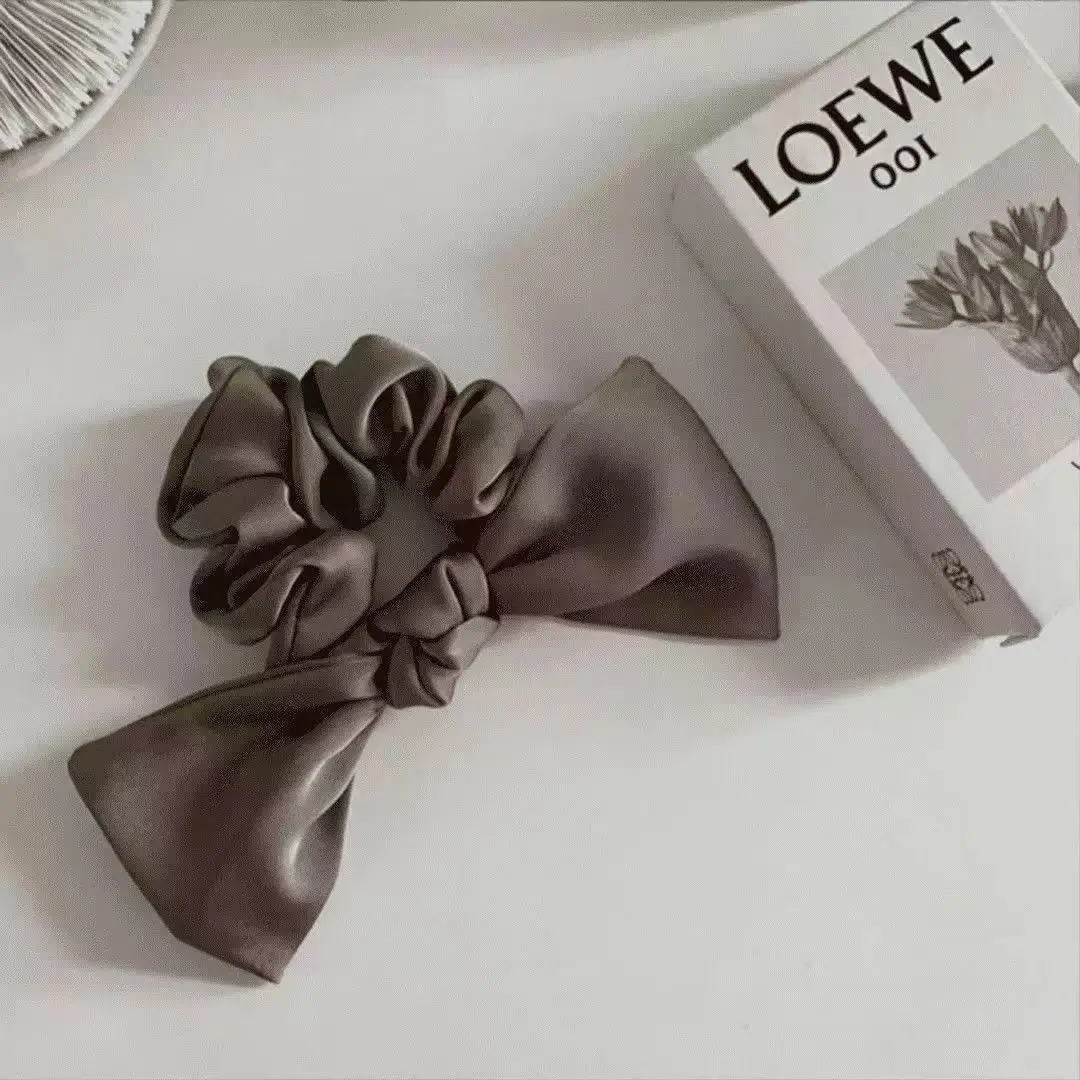 Black Satin Bow Hair Rope for Women
