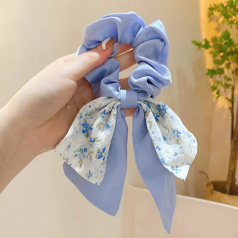 Black Satin Bow Hair Rope for Women