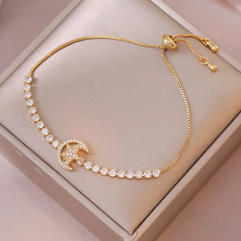 Gold Plated 3-Piece Necklace Set with Star Moon Design - Image 4
