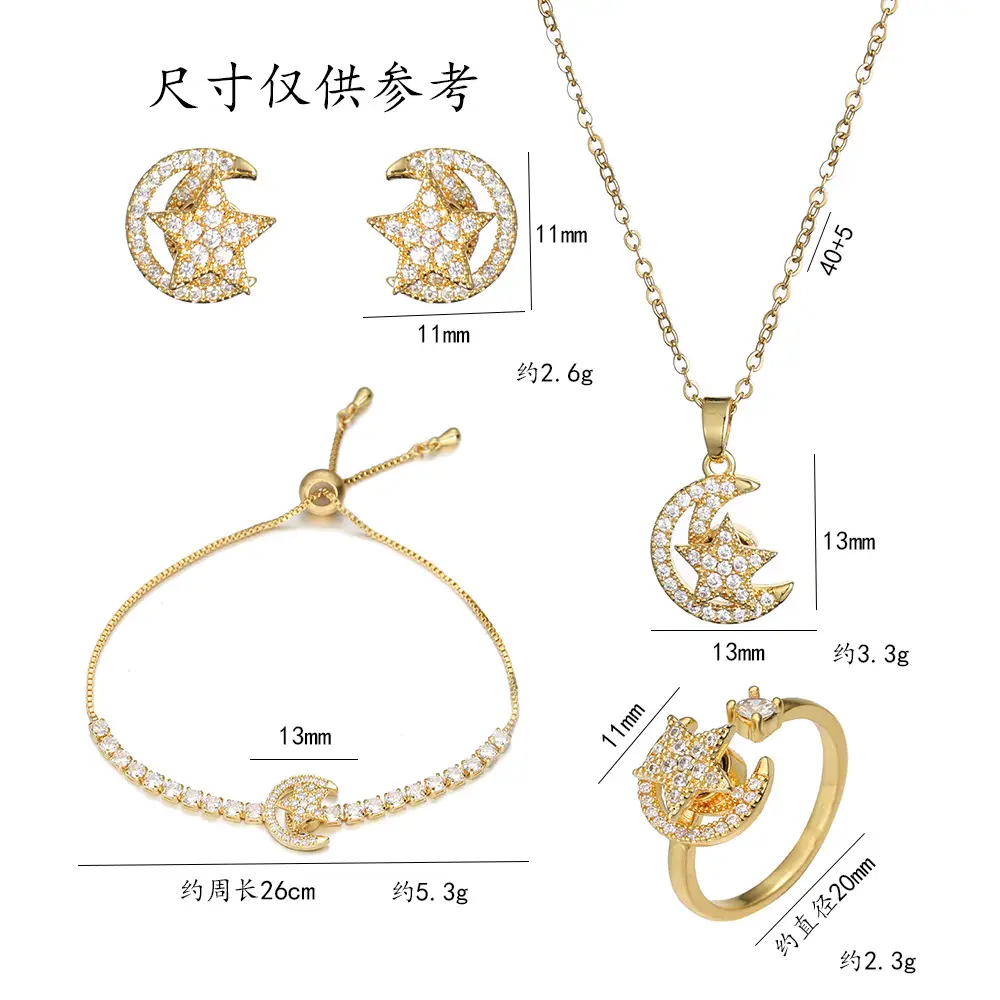 Gold Plated 3-Piece Necklace Set with Star Moon Design - Image 9