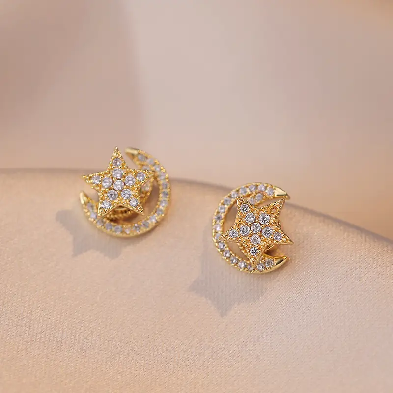 Gold Plated 3-Piece Necklace Set with Star Moon Design - Image 2