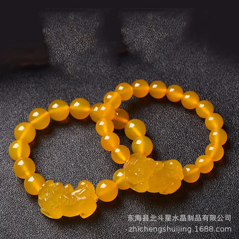 Natural Yellow Agate Crooked Head Bracelet 10-14mm - Image 3