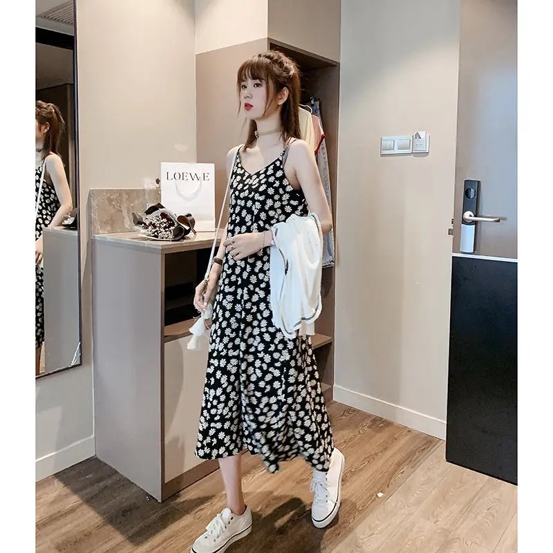 2023 Daisy Floral Chiffon Dress Fairy Slim Dress - Image 4