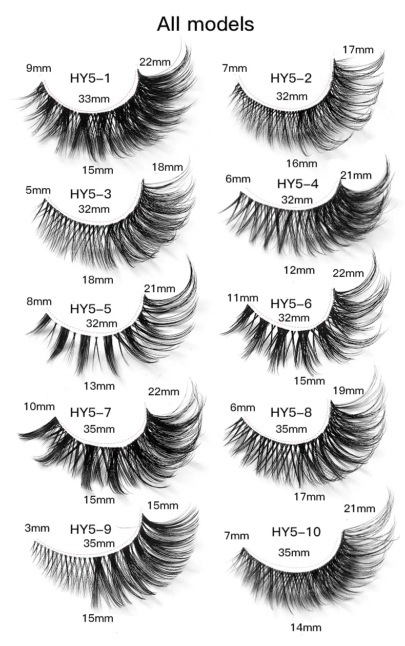 Cat-Eye False Eyelashes 5 Pairs Pink Transparent Stems — feature 9