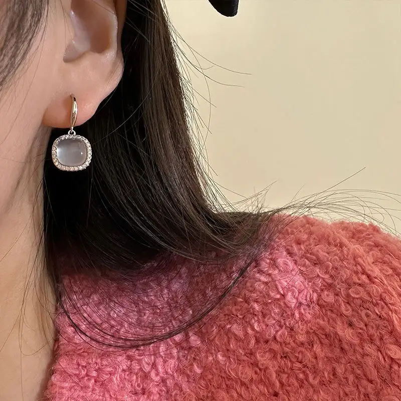 White Chalcedony Dangle Earrings for Women — feature 20