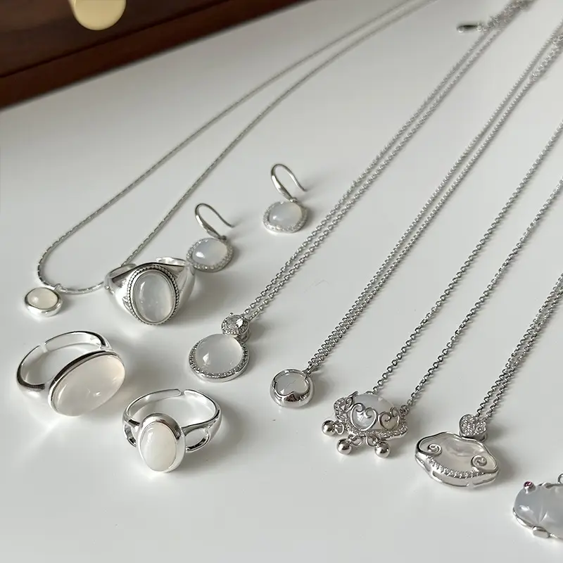 White Chalcedony Dangle Earrings for Women — feature 8